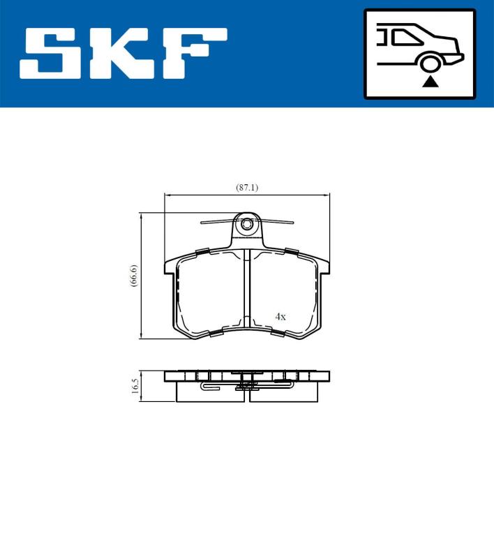Jogo de 4 pastilhas de travão SKF ref. VKBP 90725